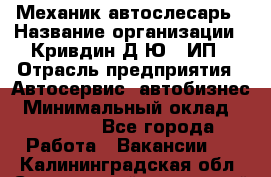 Механик-автослесарь › Название организации ­ Кривдин Д.Ю., ИП › Отрасль предприятия ­ Автосервис, автобизнес › Минимальный оклад ­ 40 000 - Все города Работа » Вакансии   . Калининградская обл.,Светловский городской округ 